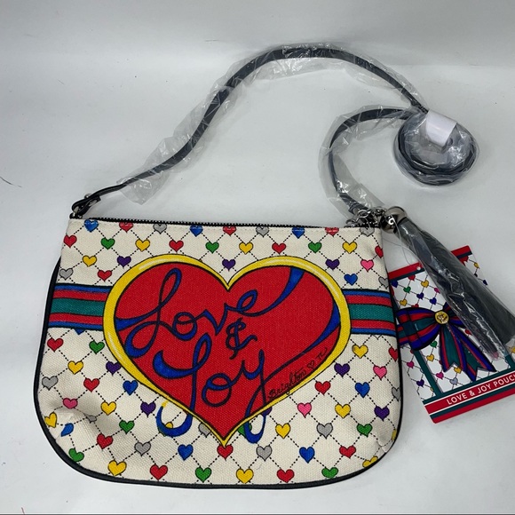 Brighton Love & Joy Pouch Crossbody Canvas Purse with Tassel NWT - Picture 5 of 8